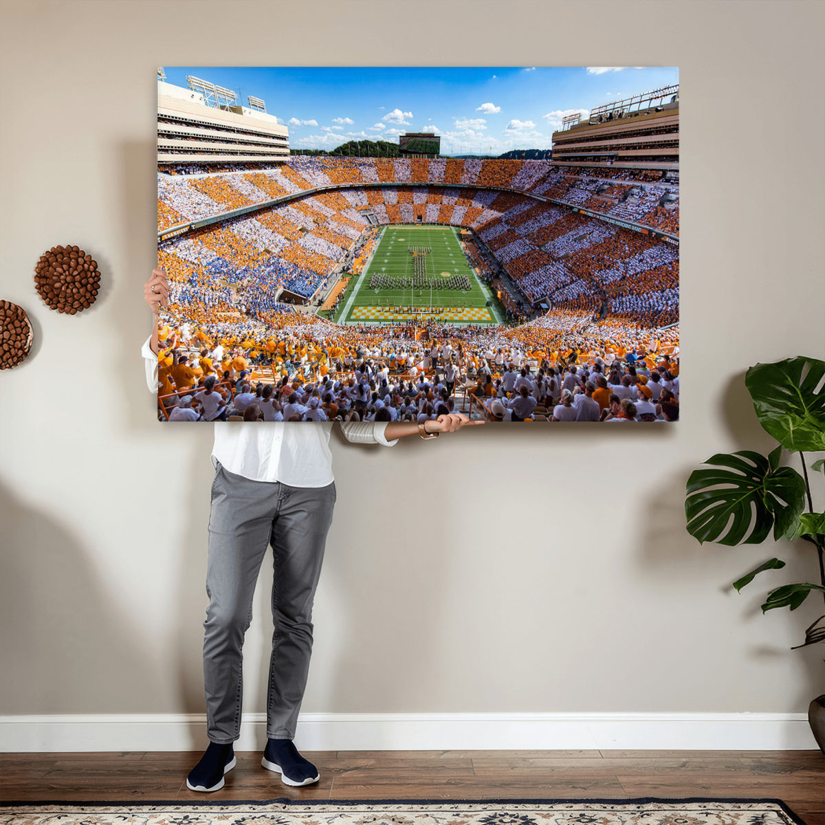 77097951-MGV-CV-36X24 - Tennessee Neyland Stadium Wall Art, Sports Arena Canvas, Extra Large Game Room Wall Decor
