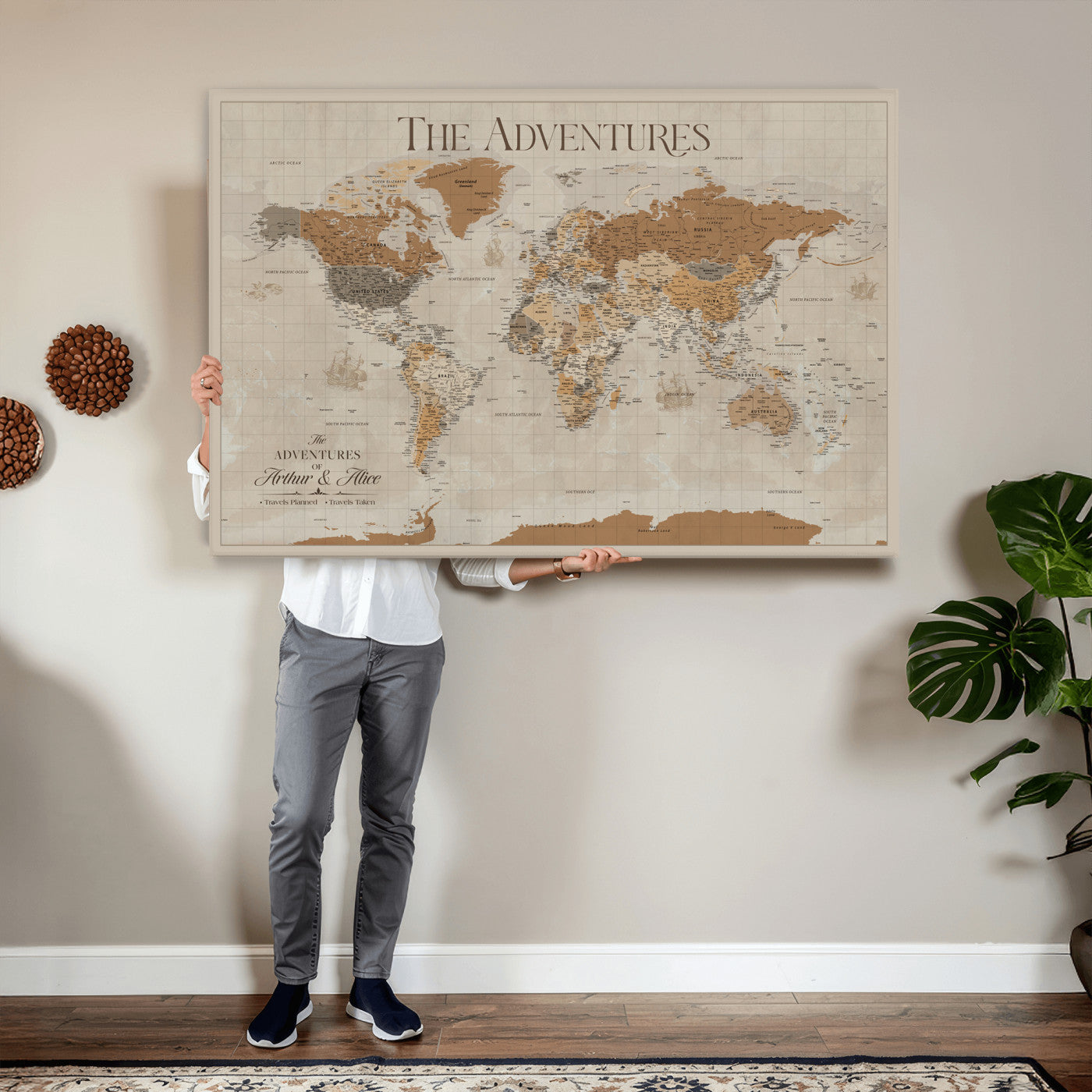 57738274-MGV-CV-36X24 - Custom Push Pin World Map Wall Art Canvas Print – Personalized Travel Tracker - NEWMAP-10
