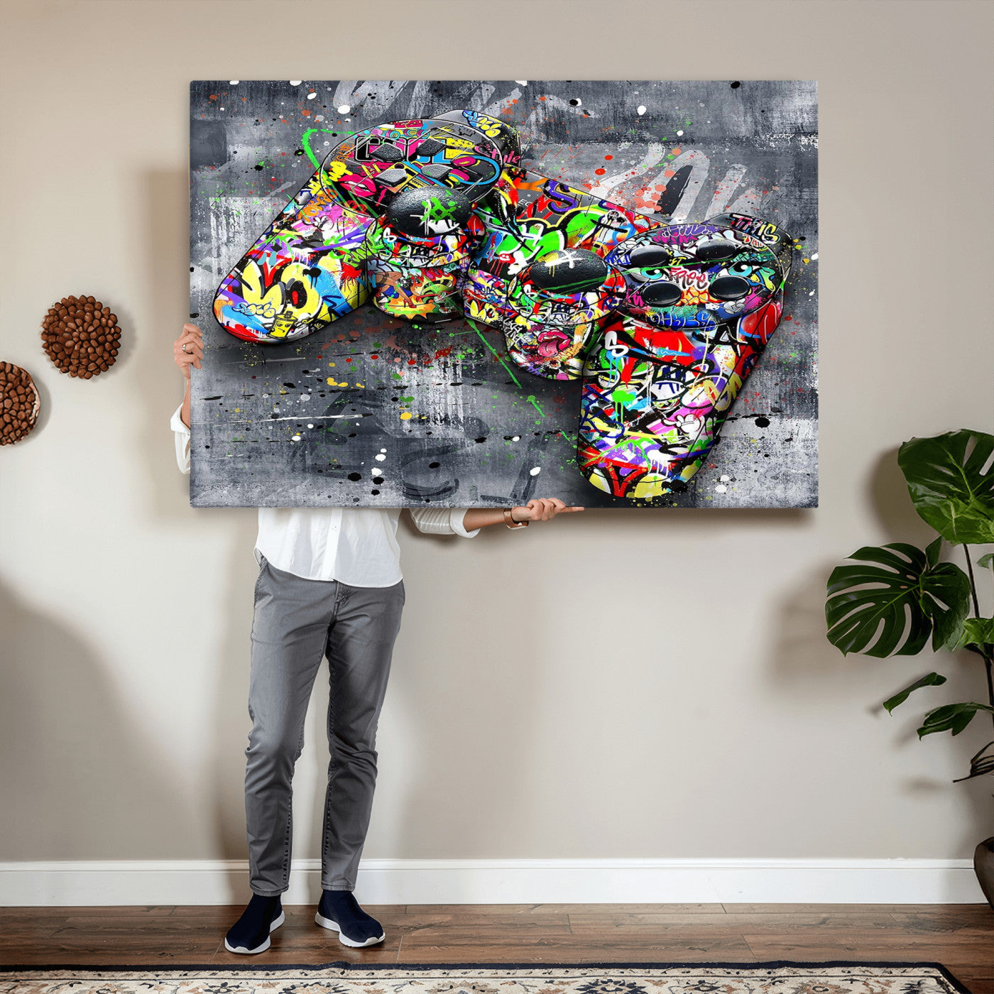 42929610-MGV-CV-36X24 - Graffiti Canvas Wall-Art For Bedroom - Gaming Wall Art For Teen Boys - Abstract Painting Pop Art Modern Home Wall Decor Ready to Hang