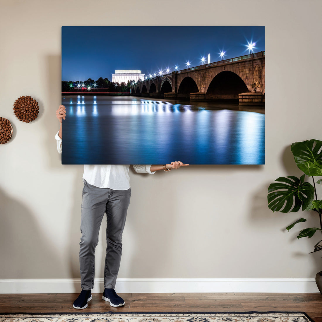 Washington DC Wall Art Canvas Print | Lincoln Memorial Night Skyline Photography