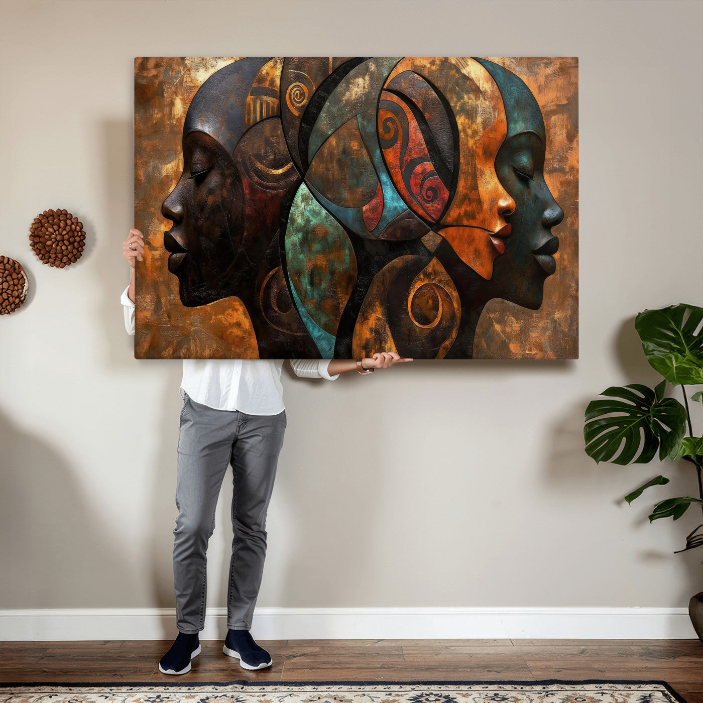 81517886-MGV-CV-36X24 - Abstract Afro American Women Wall Art Canvas Print