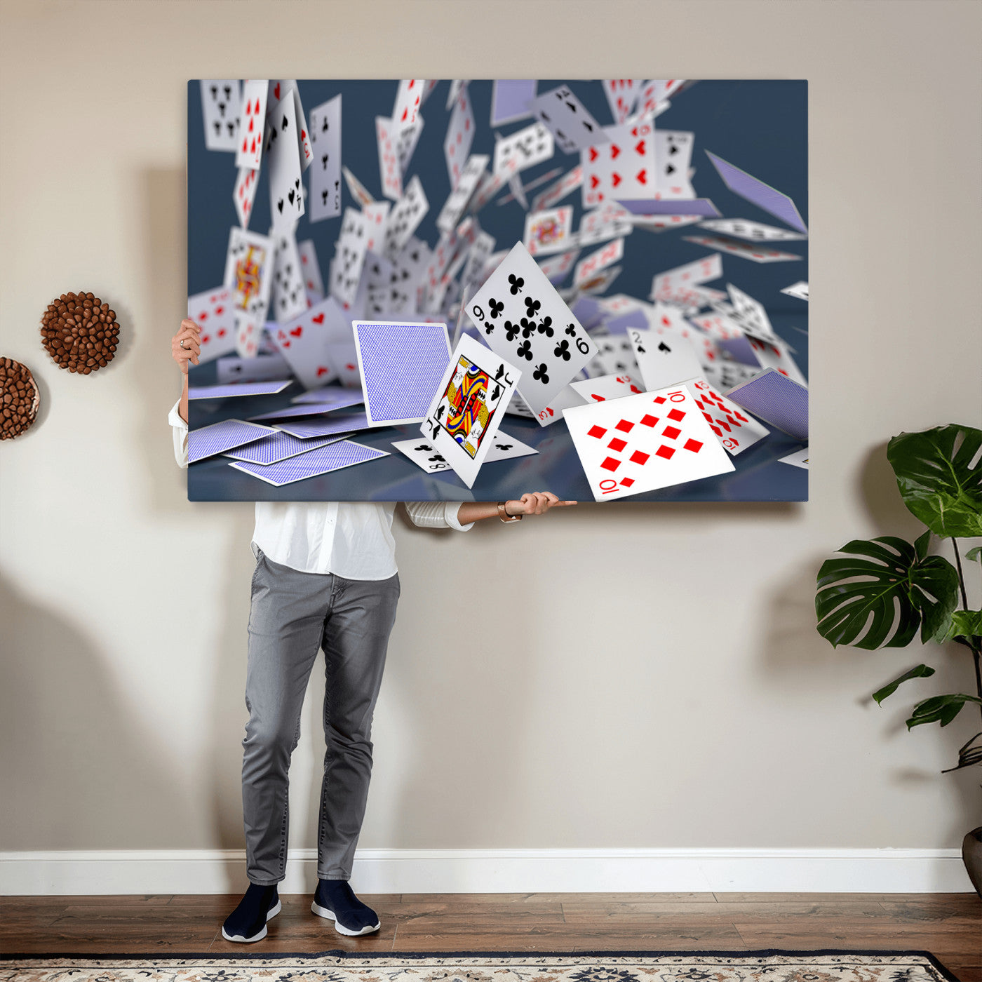 66392185-MGV-CV-36X24 - Playing Cards Canvas Wall Art | Casino Game Room Decor, Poker Decor Art