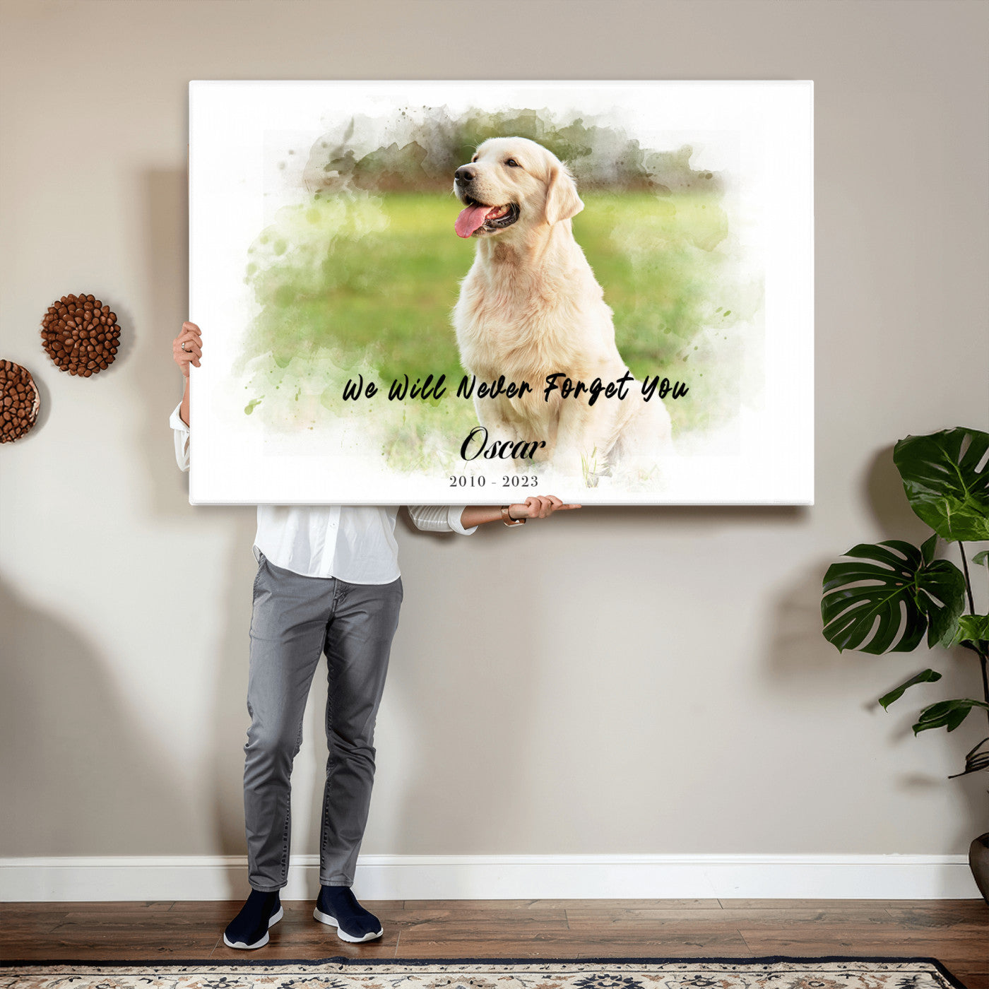 38460512-MGV-CV-36X24 - Abstract Pet Memorial Wall Art Canvas Print, Custom Dog Memorial Portrait, Personalized Angel Pet Loss Gift, Angel Wings Puppy Print