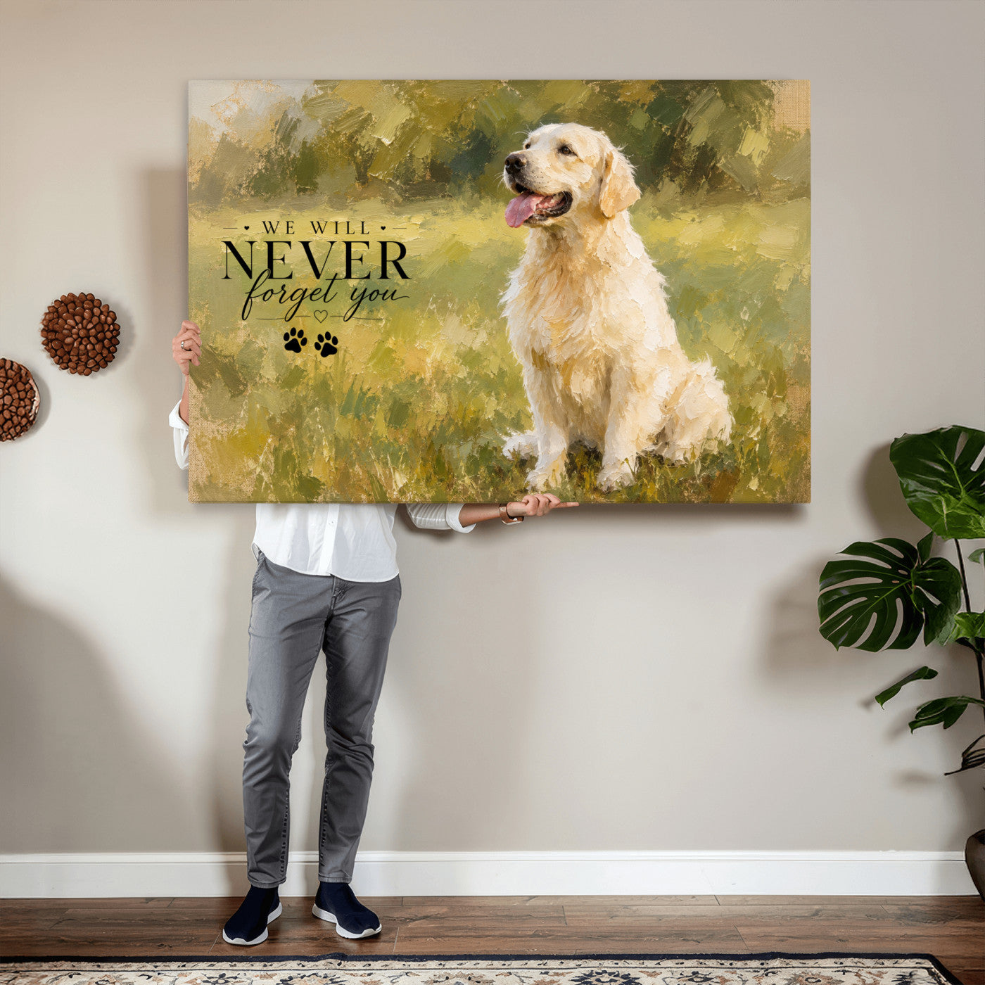 38460512P1-MGV-CV-36X24 - Oil Paint Style Pet Memorial Wall Art Canvas Print, Custom Dog Memorial Portrait, Personalized Angel Pet Loss Gift, Angel Wings Puppy Print