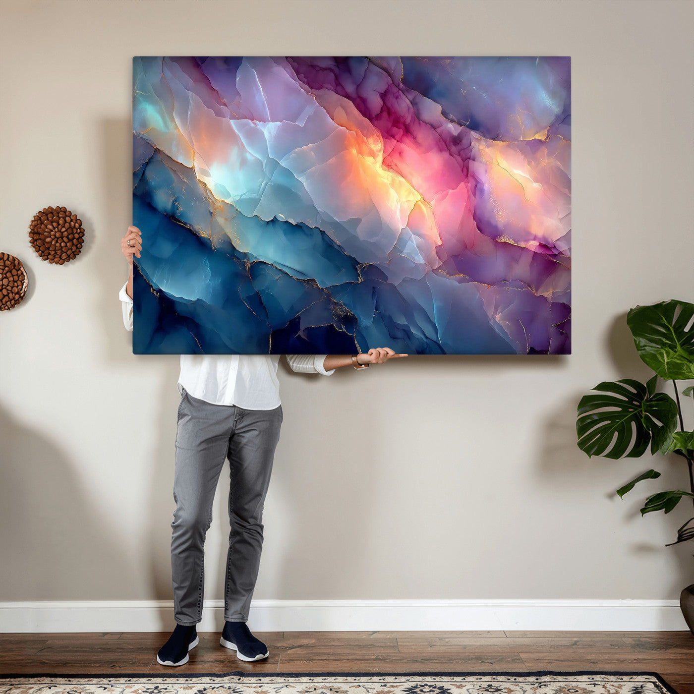 28163849-MGV-CV-36X24 - Colorful Abstract Canvas Wall Art Print, Vibrant Popup Color Art Print