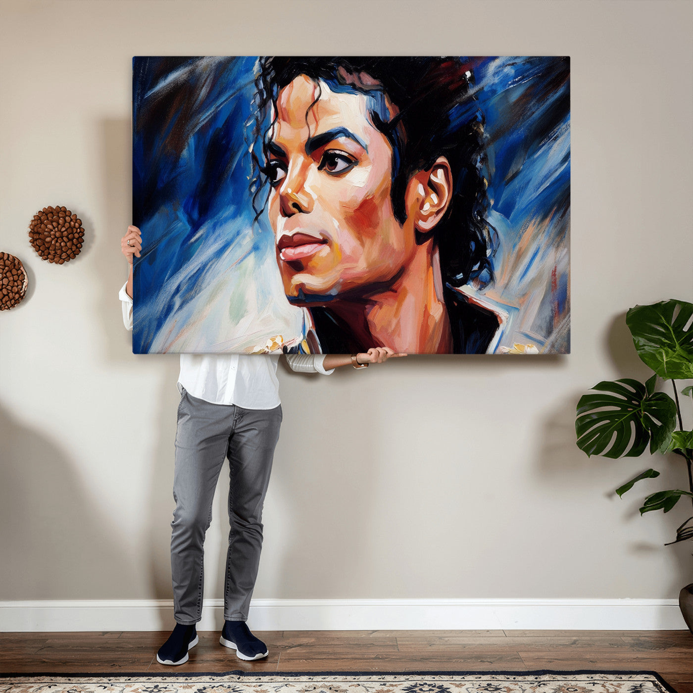 51466481-MGV-CV-36X24 - Abstract Michael Jackson Photo Wall Art Canvas Print