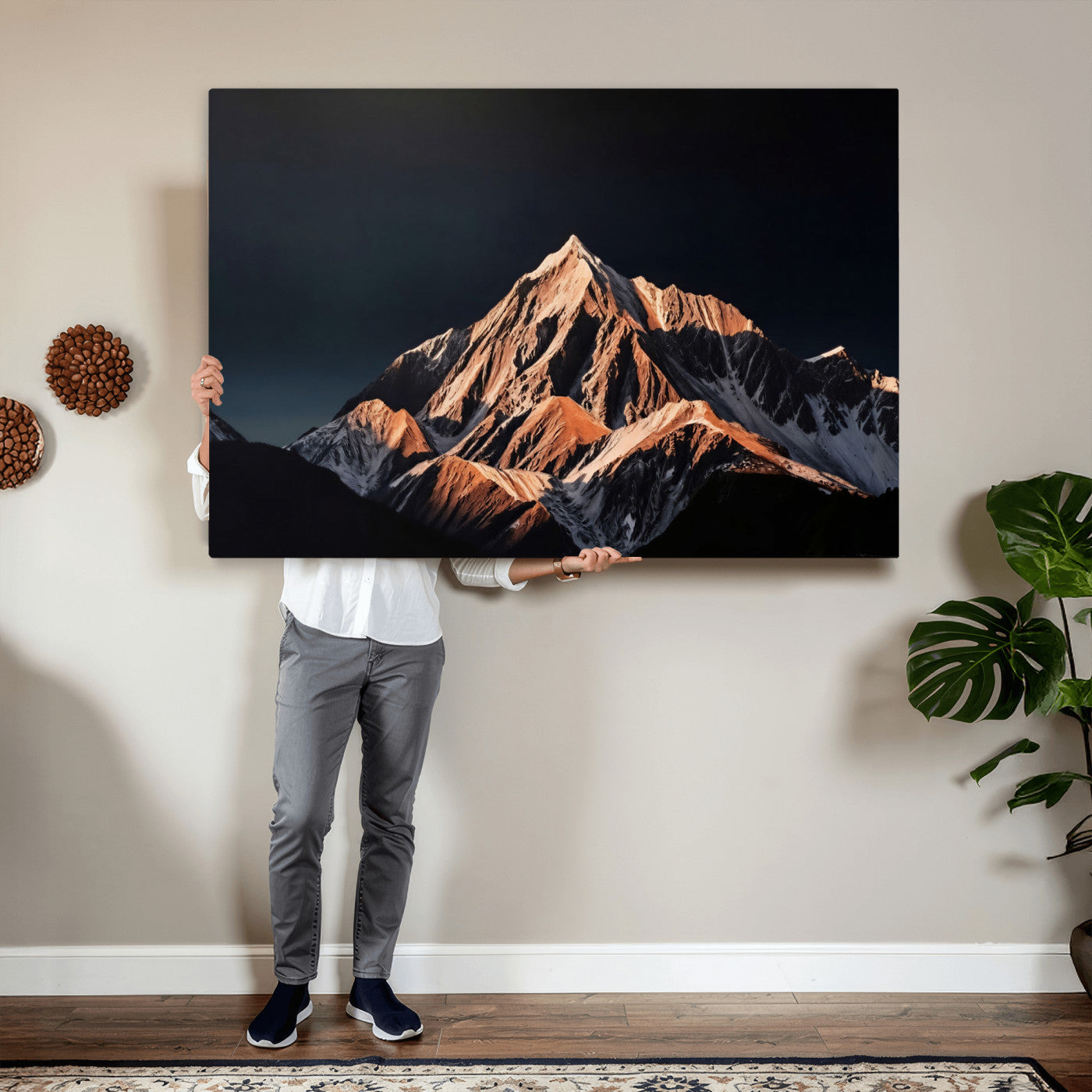 10196184-MGV-CV-36X24 - Snow Mountain Wall Art Canvas Print for Living Room Decor