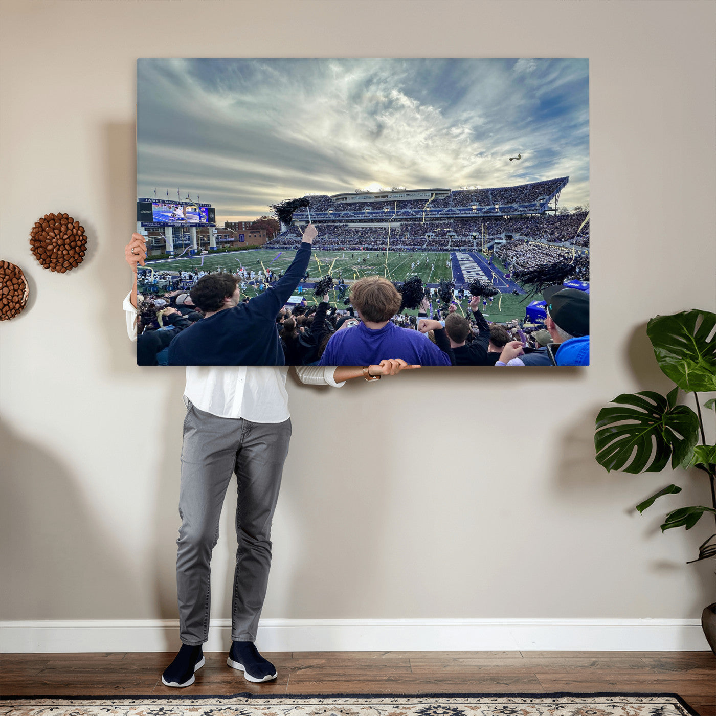 400867JMU-MGV-CV-36X24 - JMU Stadium Wall Art Canvas Print for Game Room Decor - James Madison University Stadium