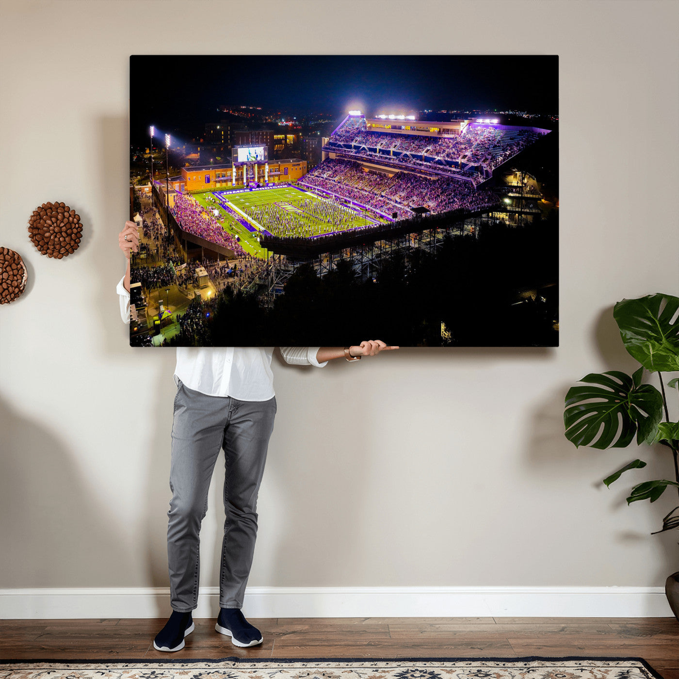 400867JMU2-MGV-CV-36X24 - JMU Stadium Wall Art Canvas Print for Game Room Decor - James Madison University Stadium