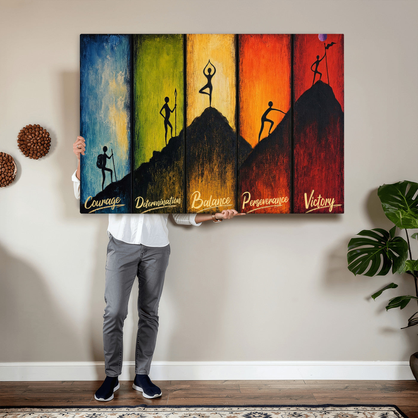 59418630-MGV-CV-36X24 - Success Journey Courage to Victory Wall Art Canvas Print - Motivational Office Decor