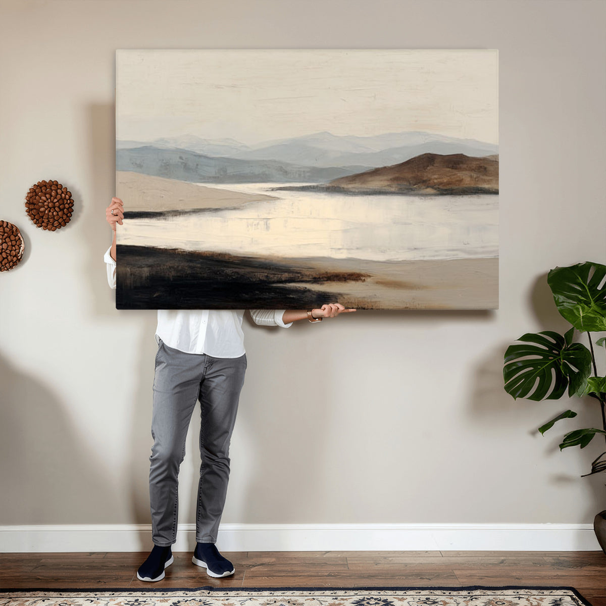 36873679-MGV-CV-36X24 - Modern Abstract Landscape Canvas Wall Art, Minimalist Nature Printing