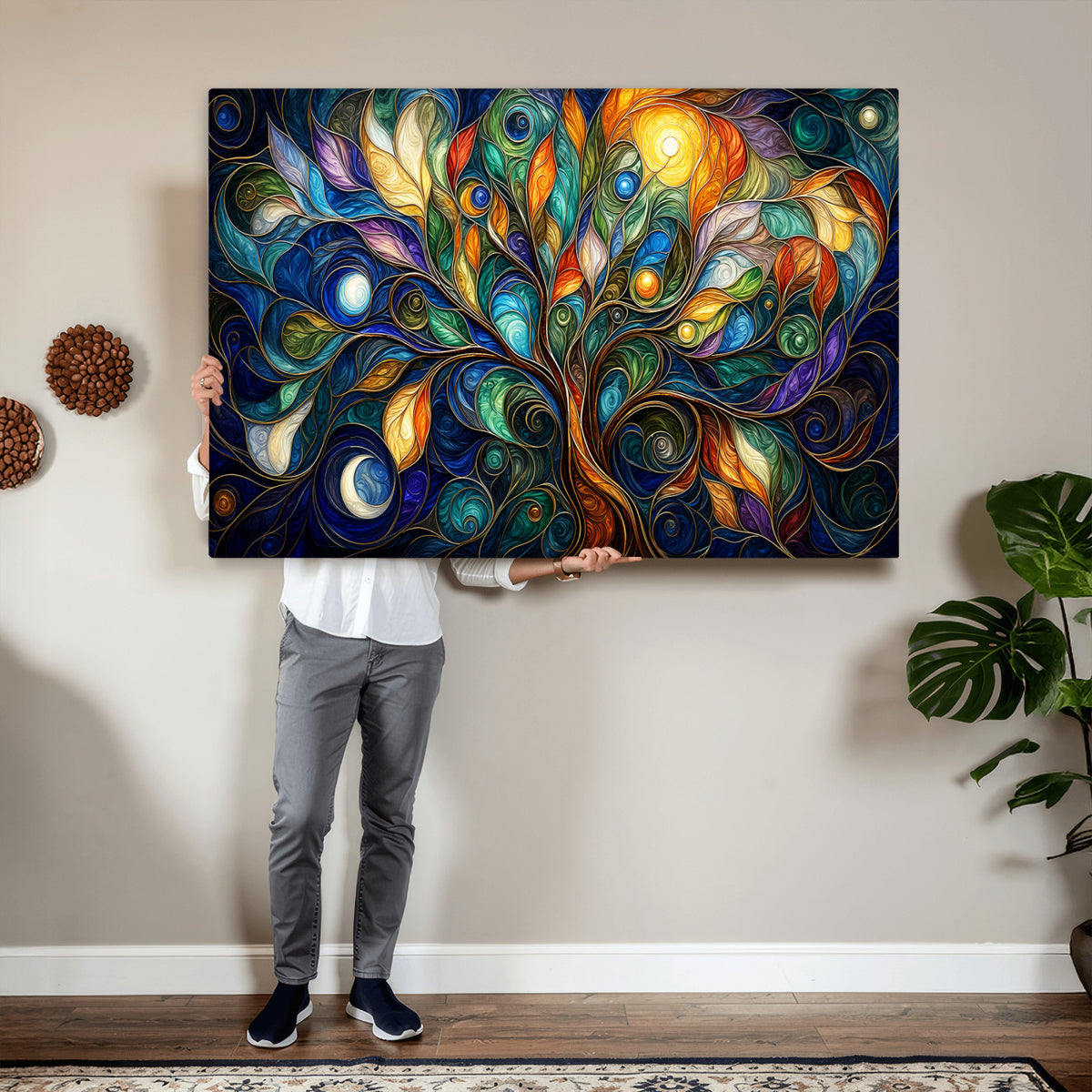 60127105-MGV-CV-36X24 - Psychedelic Tree Of Life Wall Art - Vibrant Swirl Cosmic Nature Decor