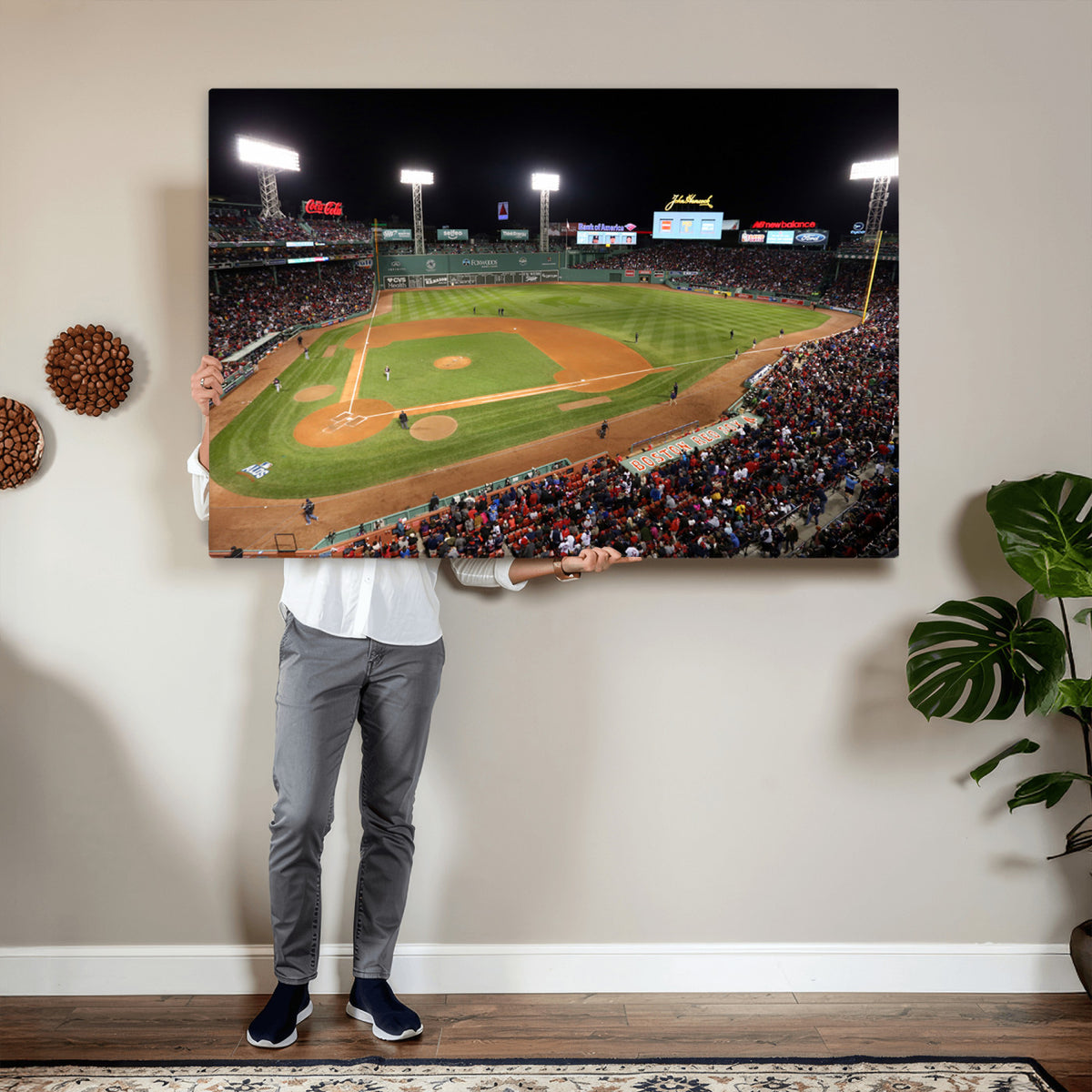 86945D-MGV-CV-36X24 - Fenway Park Boston Red Sox Baseball Stadium Wall Art Canvas Print for Gift Baseball Lover MLB Wall Art College Dorm Wall Decor Baseball Gift