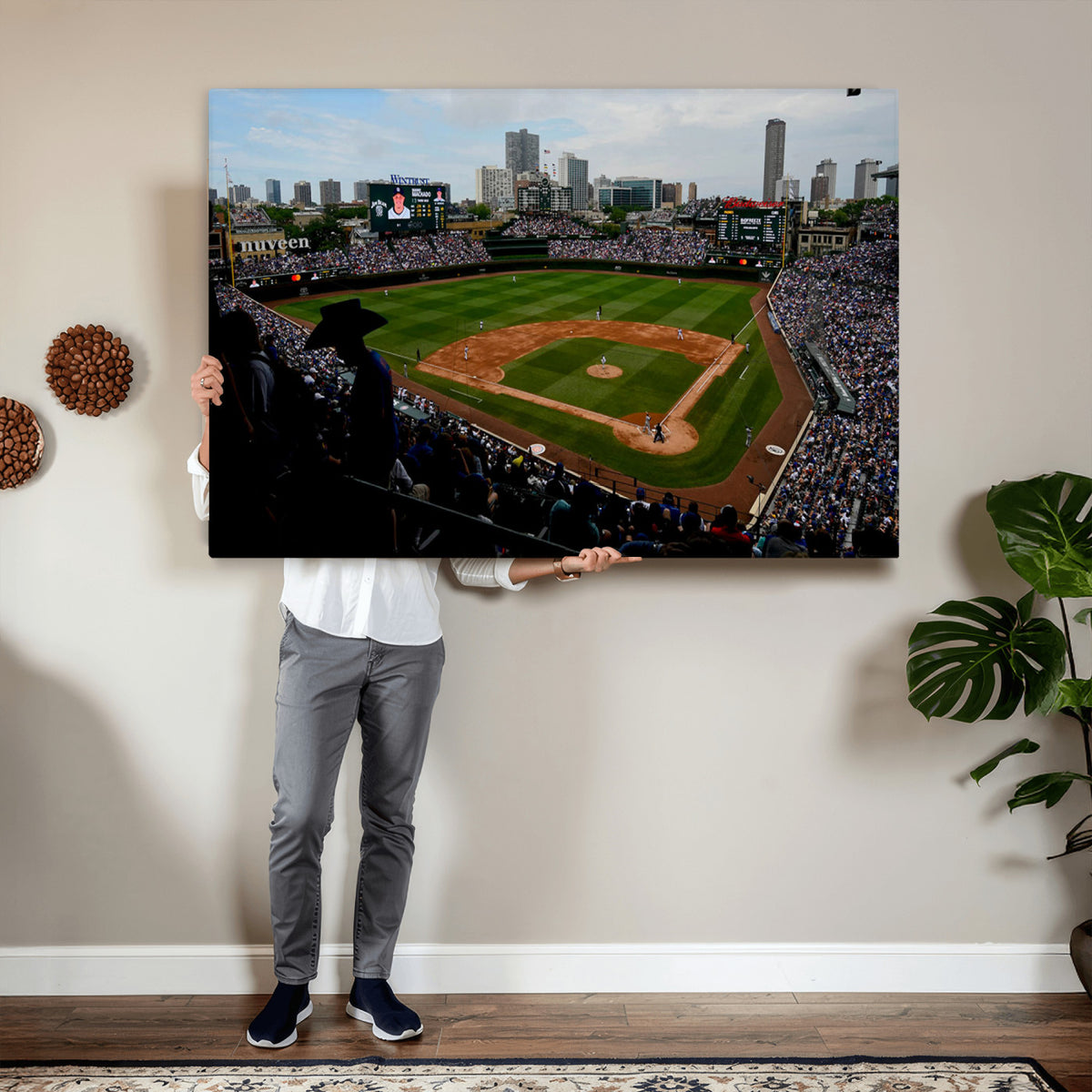 34859D-MGV-CV-36X24 - Chicago Cubs Baseball Team Print - Wrigley Field Stadium