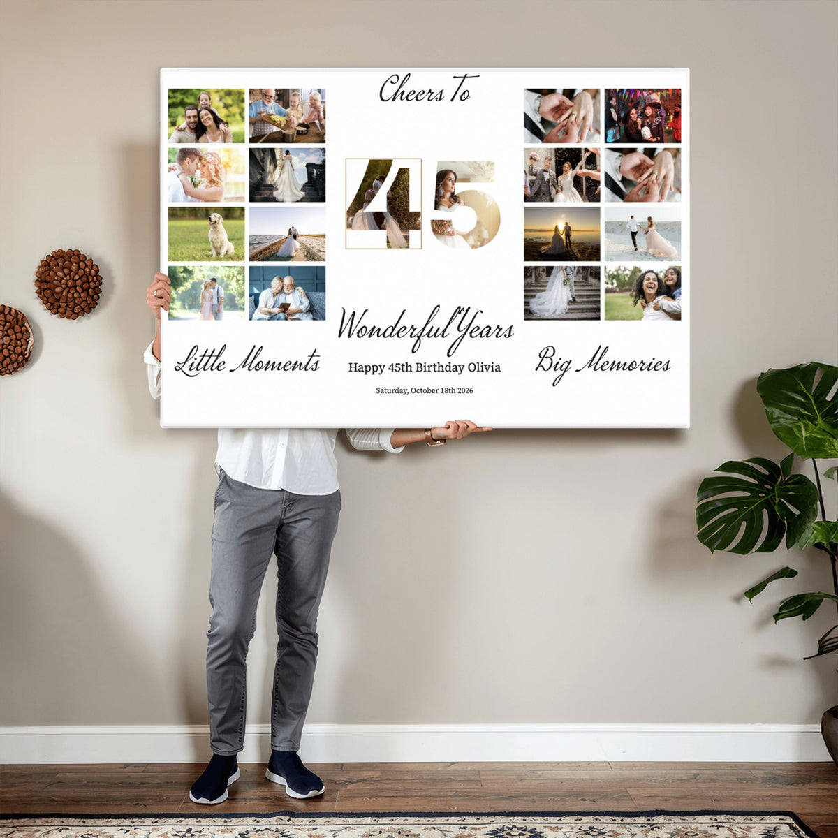 CSTM914CLJ-MGV-CV-36X24 - Moments and Memories Canvas Print – Personalized Birthday Photo Grid Wall Art