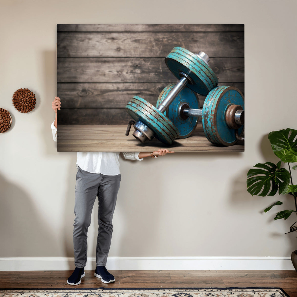 39364-MGV-CV-36X24 - Dumbbell and Sport Wall Art Canvas Print