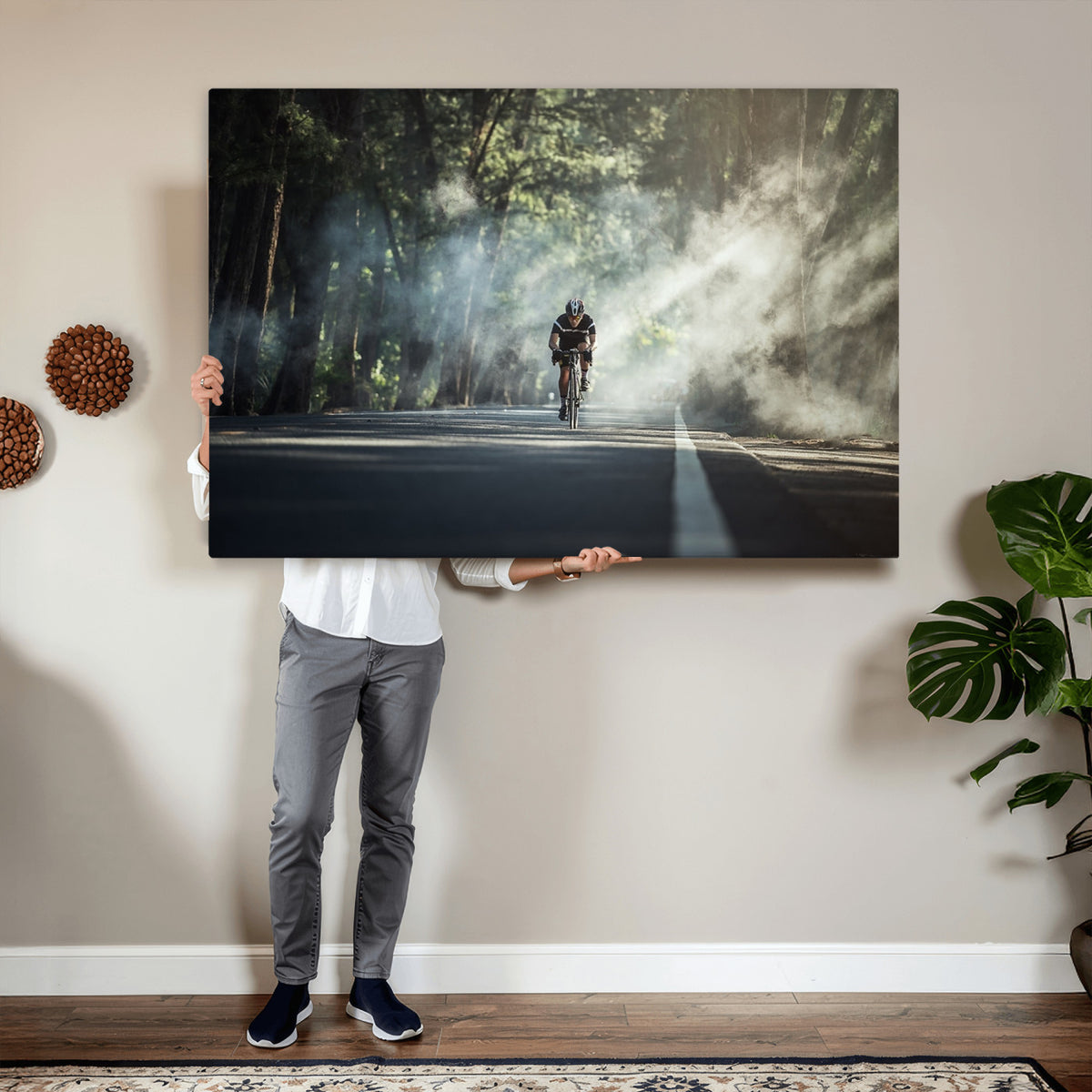 60298-MGV-CV-36X24 - Cycling Road Bike in the Morning, Cycling Road Bike Canvas Print
