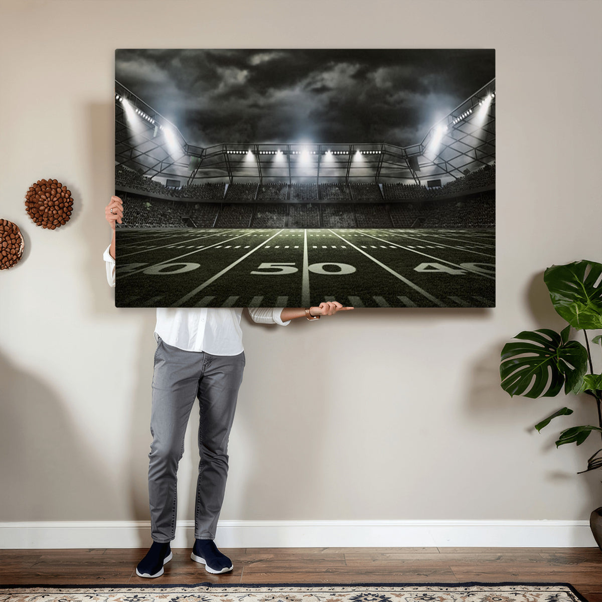 90107-MGV-CV-36X24 - American Football Stadium Wall Art Canvas Print, Stadium Sport Wall Art Print