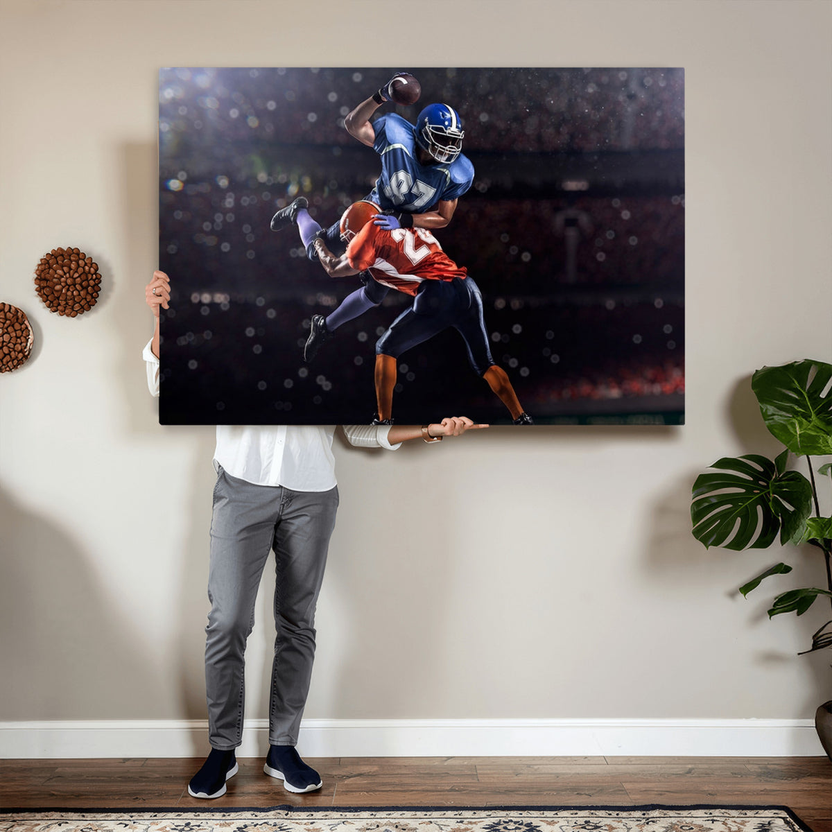76491-MGV-CV-36X24 - American Football Wall Art Canvas Print, Stadium Sport Wall Art Print