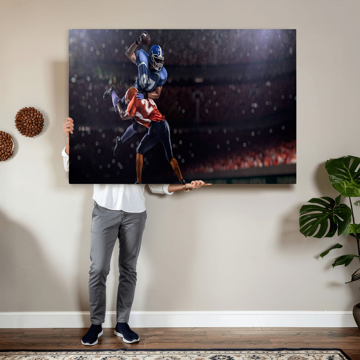 68009-MGV-CV-36X24 - American Football Wall Art Canvas Print, Stadium Sport Wall Art Print
