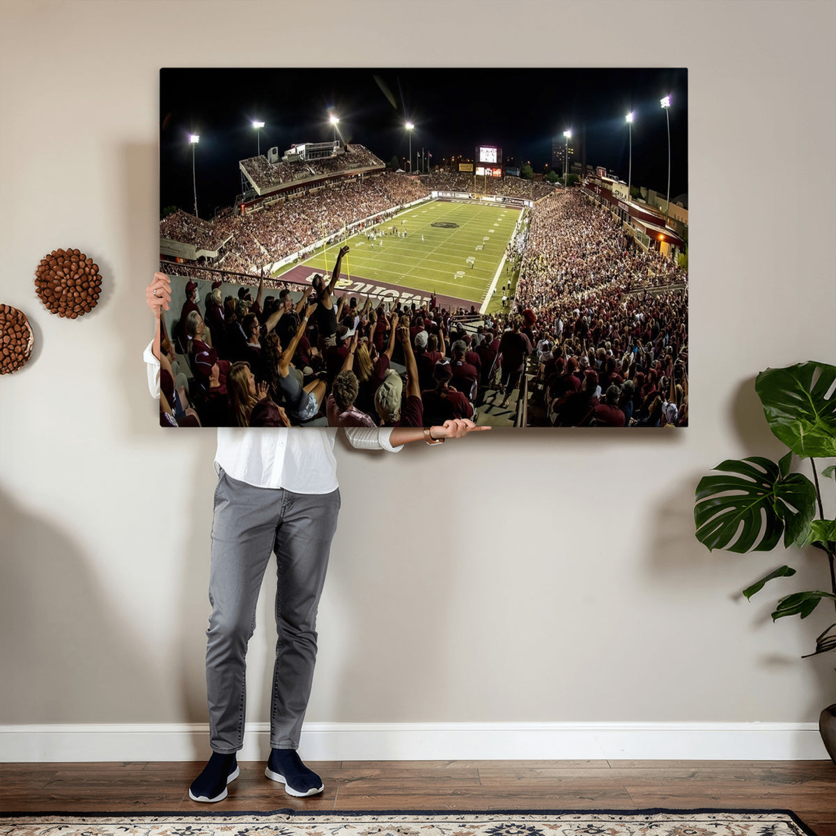 94126-MGV-CV-36X24 - Washington-Grizzly Stadium Canvas Wall Art | Exciting Game Night Atmosphere in Panoramic View