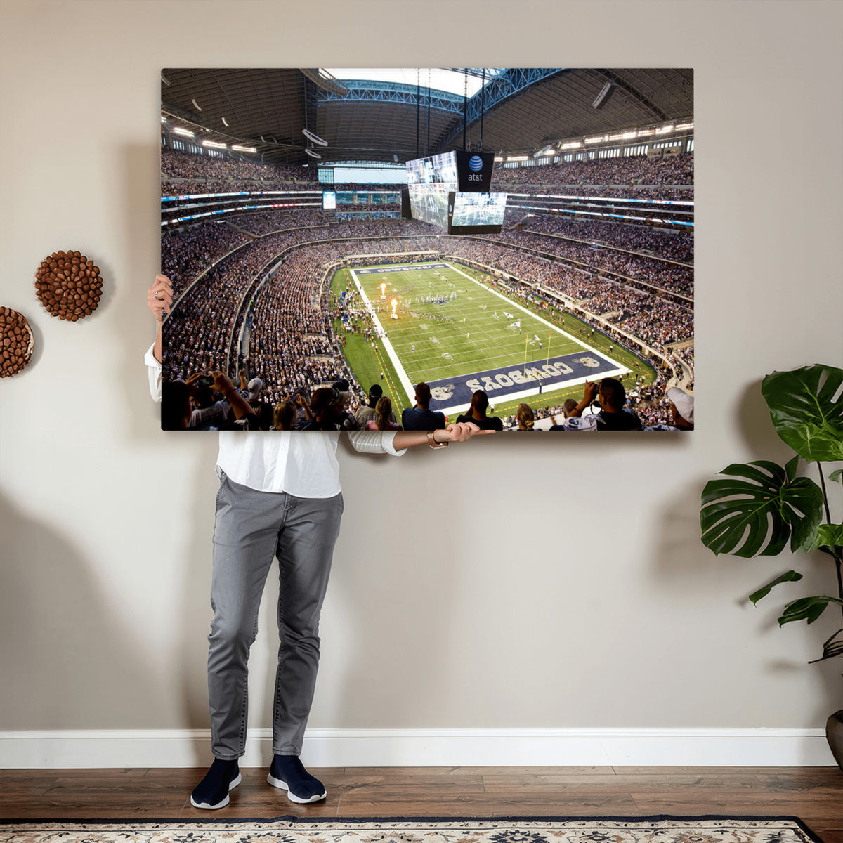 82096-MGV-CV-36X24 - Dallas Cowboys Football Team Print - Arlington AT&T Stadium Wall Art Canvas Print