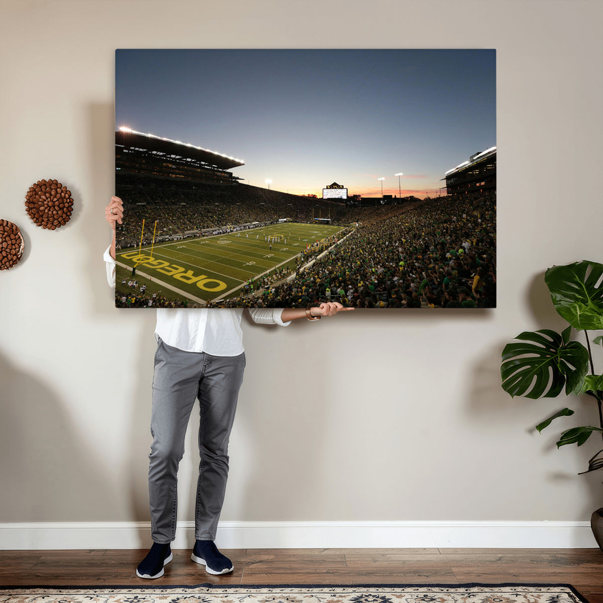 21429-MGV-CV-36X24 - Oregon Ducks Football Team Print - Eugene Autzen Stadium Wall Art Canvas Print