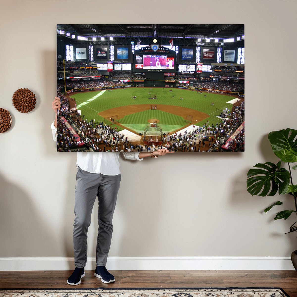 91630-MGV-CV-36X24 - Arizona Diamondbacks Baseball Team Print, Phoenix Chase Field Baseball Stadium Wall Art