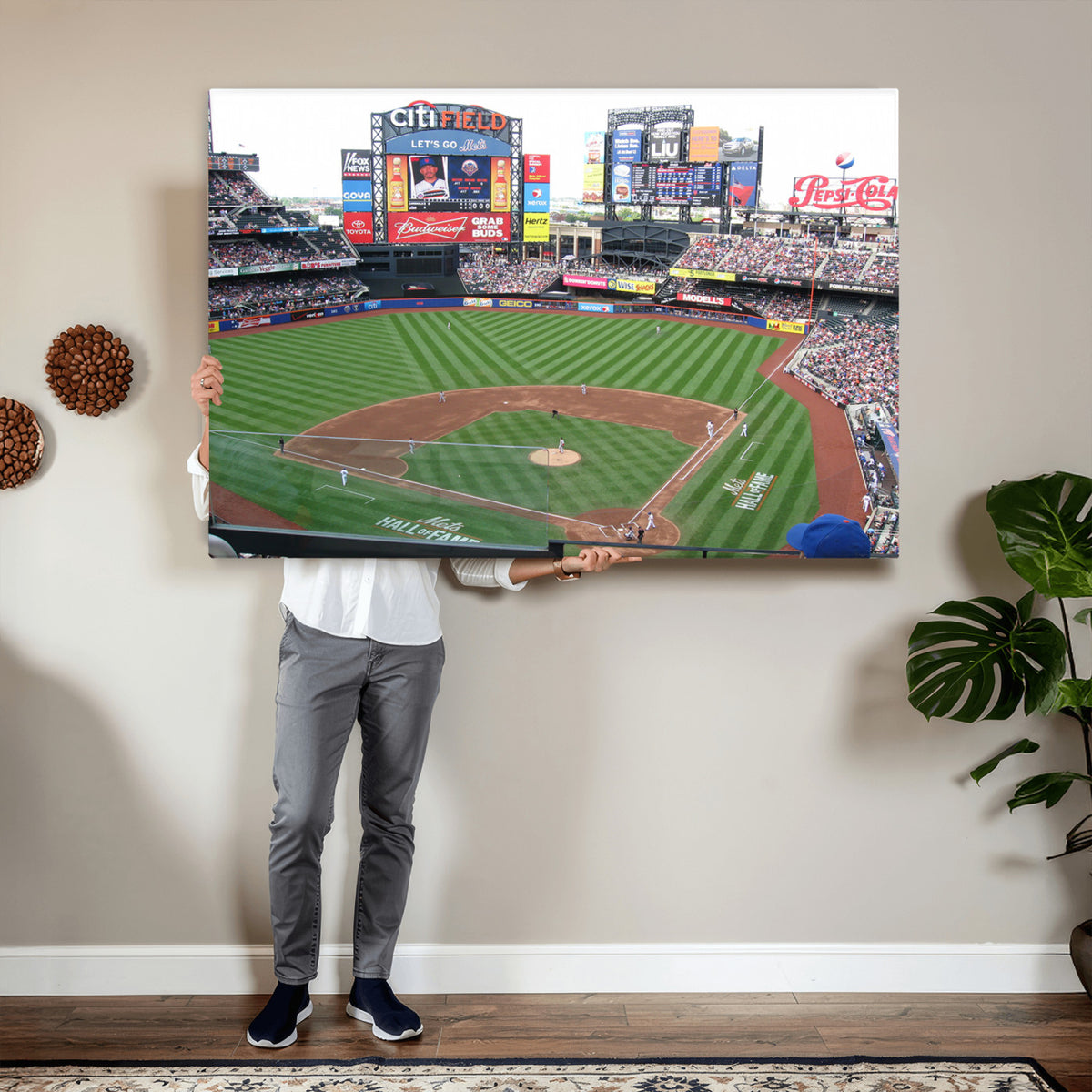 64829-MGV-CV-36X24 - New York Mets Baseball Team Print, Citi Field Baseball Stadium Wall Art
