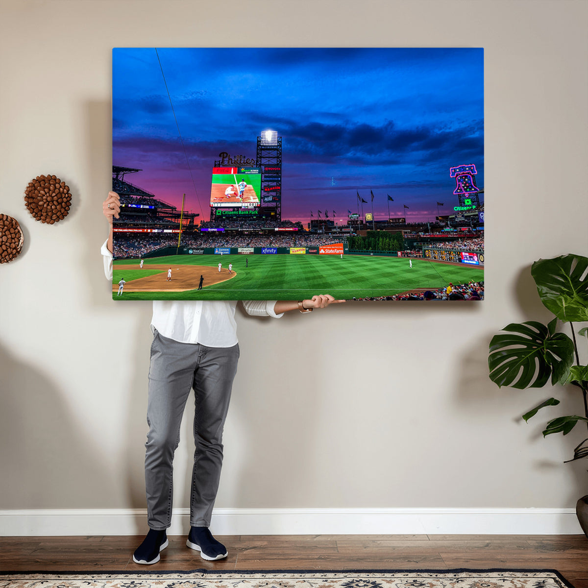 20427-MGV-CV-36X24 - Philadelphia Phillies Baseball Team Print, Citizens Bank Park, Extra Large Game Room Wall Decor