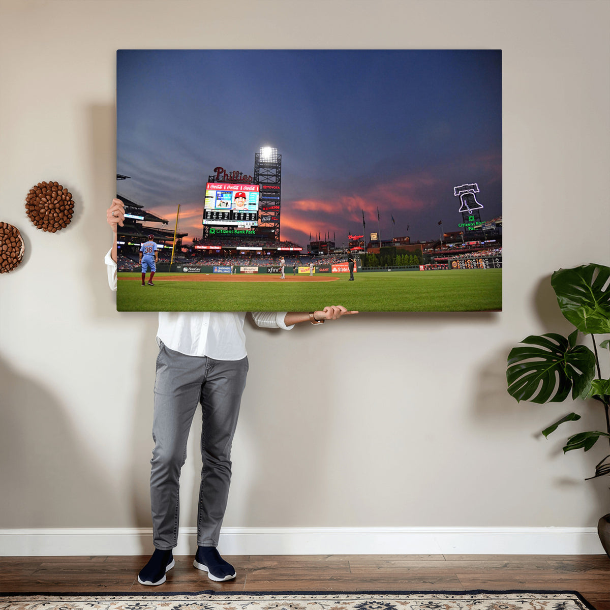 22594-MGV-CV-36X24 - Philadelphia Phillies Baseball Print - Philadelphia Citizens Bank Park Stadium Wall Art, Phillies