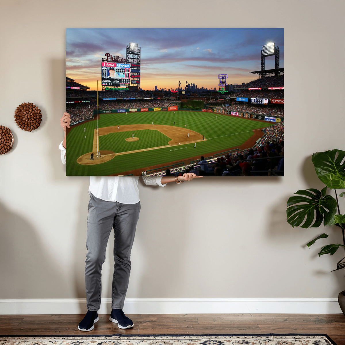 13778-MGV-CV-36X24 - Citizens Bank Park Philadelphia Phillies Wall Art Canvas | 3-Panel Canvas Print of Phillies Stadium