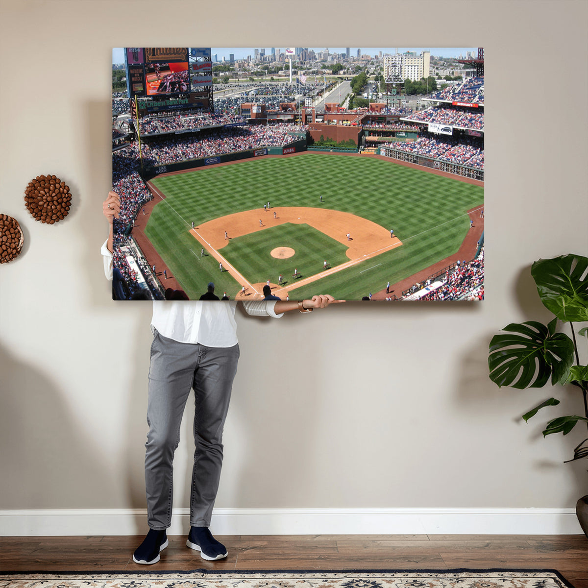 85755-MGV-CV-36X24 - Philadelphia Phillies Baseball Team Print - Philadelphia Citizens Bank Park Stadium Wall Art Canvas