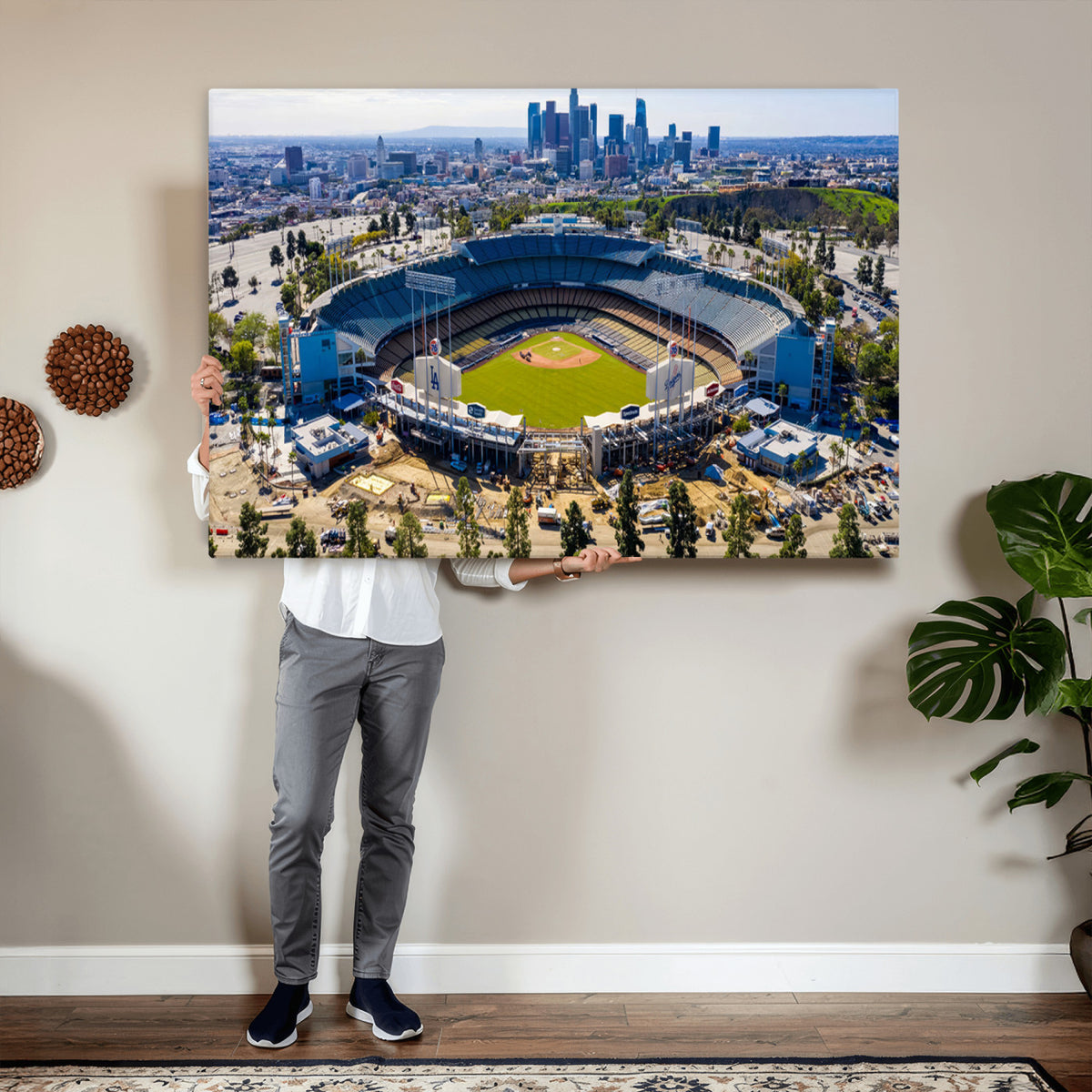 58596-MGV-CV-36X24 - Los Angeles Dodgers Dodger Stadium Wall Art Canvas Print, Extra Large Game Room Wall Decor