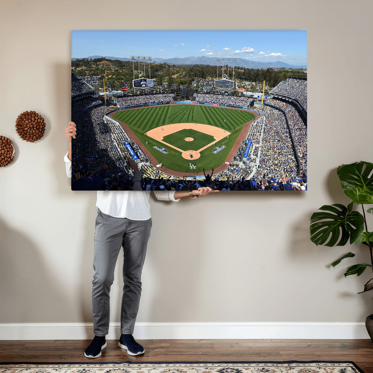 20436-MGV-CV-36X24 - Los Angeles Dodgers Dodger Stadium Wall Art Canvas Print, Framed and Ready to Hang