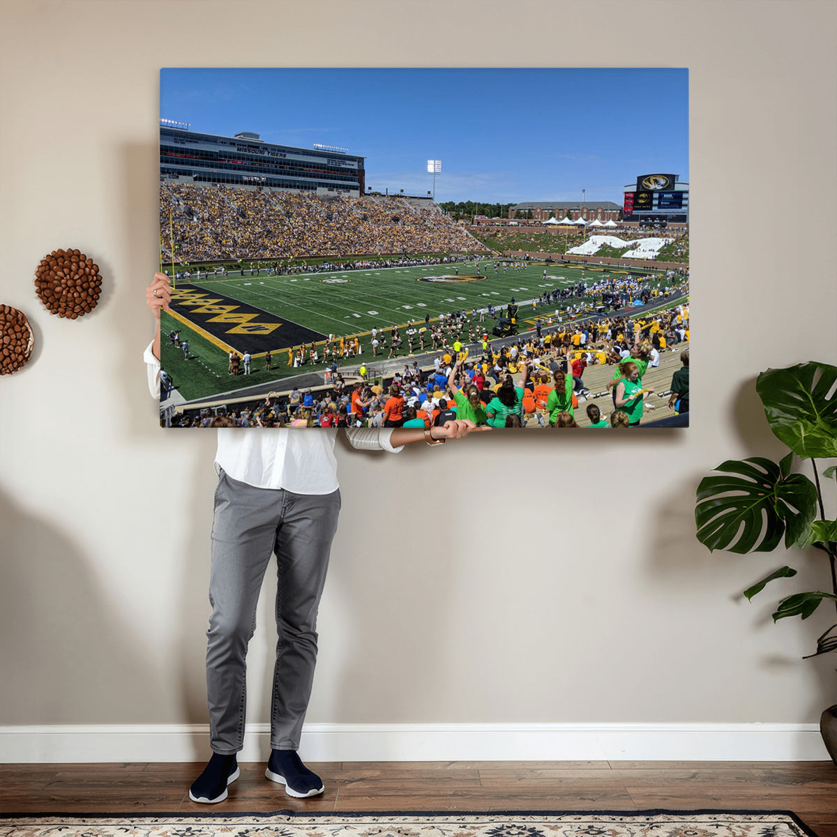 38399-MGV-CV-36X24 - University of Missouri Tigers Football Team Print, Columbia Faurot Field Memorial Stadium Wall Art