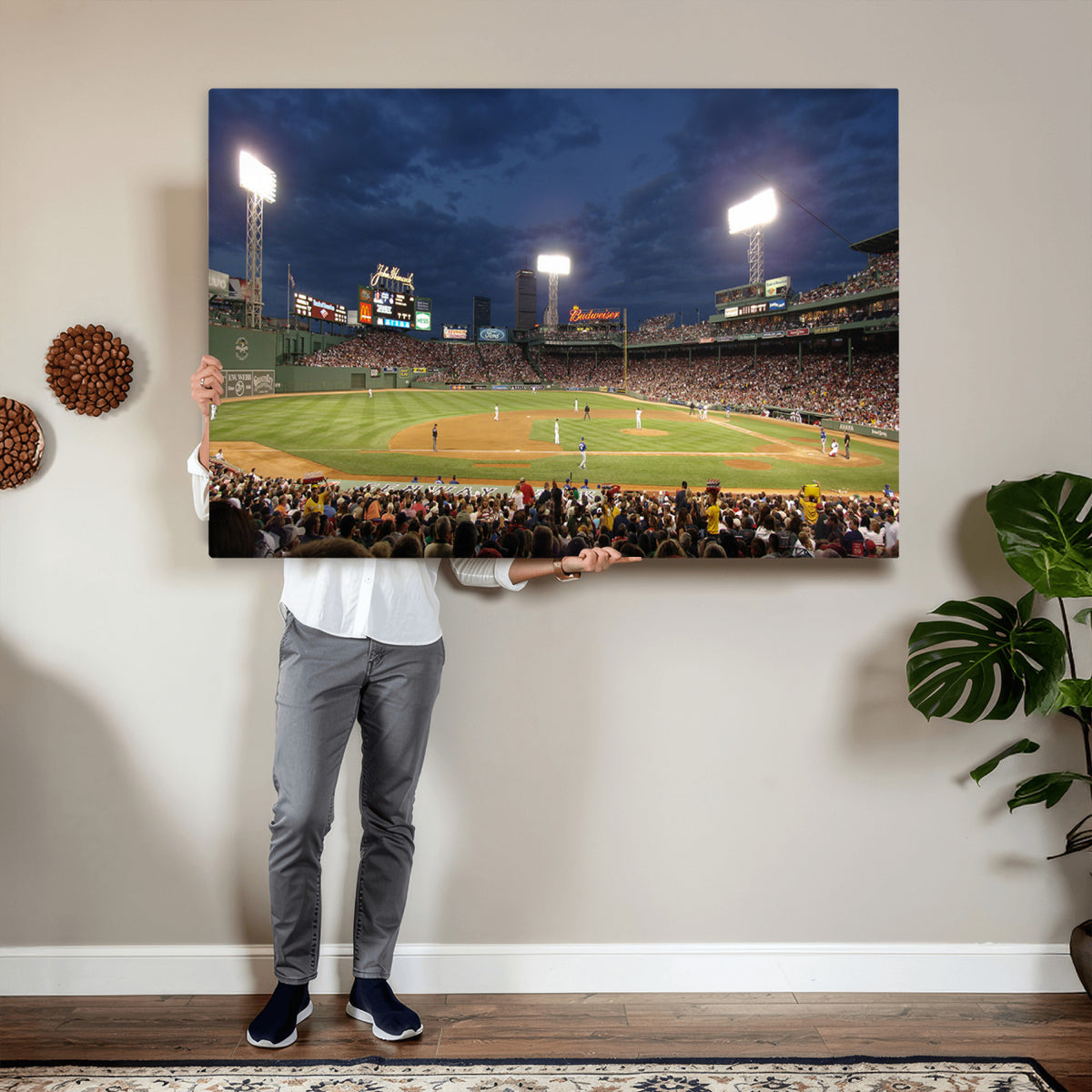 85099-MGV-CV-36X24 - Boston Red Sox Baseball Team Print Canvas, Massachusetts Fenway Park Stadium Wall Art