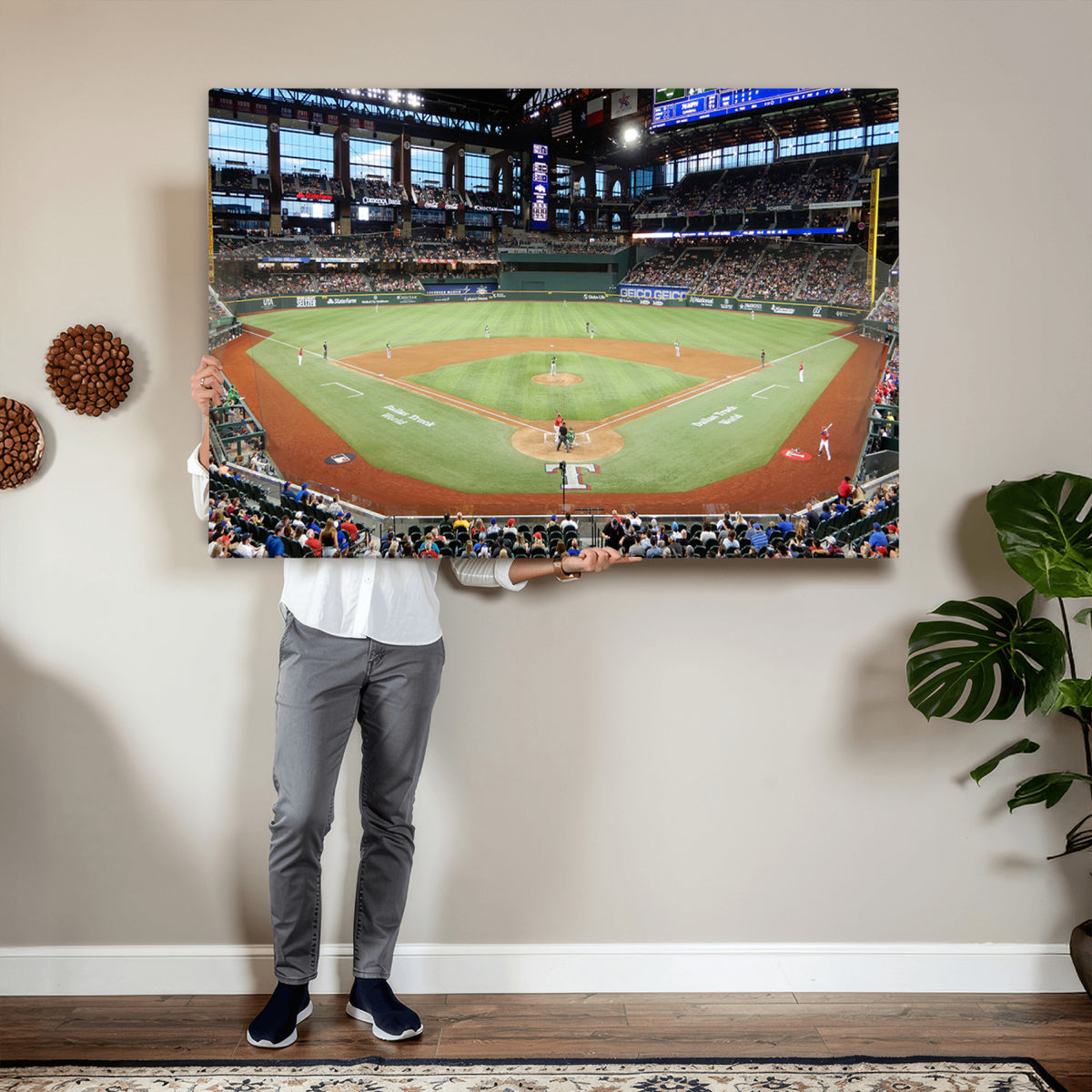 78468-MGV-CV-36X24 - Texas Rangers Baseball Team Print, Arlington Globe Life Field Stadium Wall Art