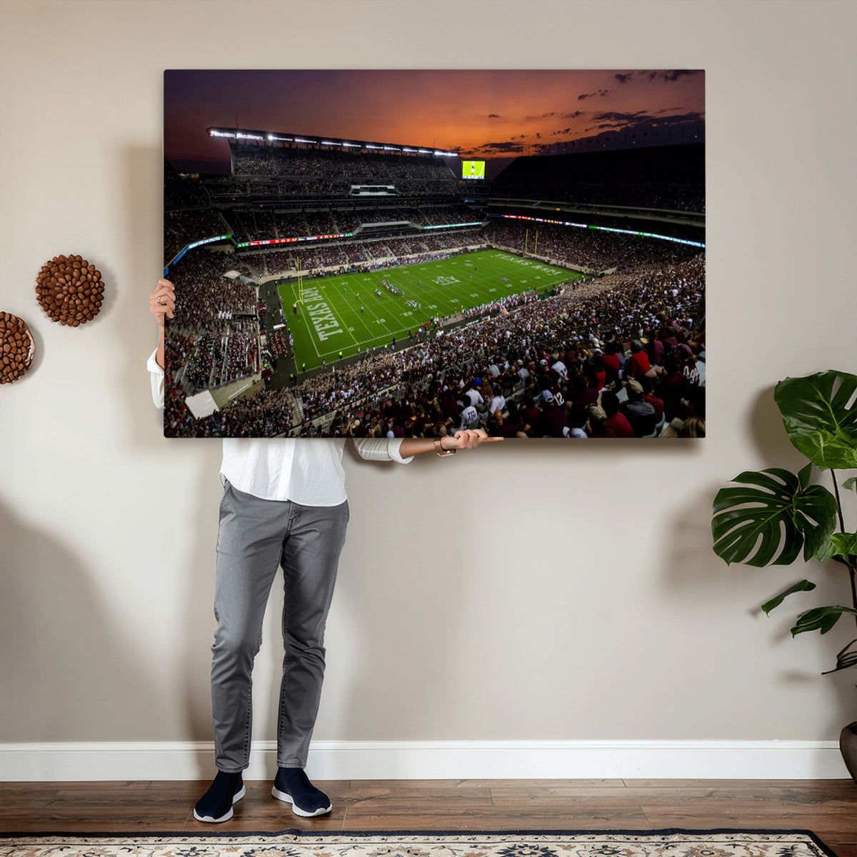45603-MGV-CV-36X24 - Texas A&M University Aggies Football Team Print, College Station Kyle Field Stadium Wall Art