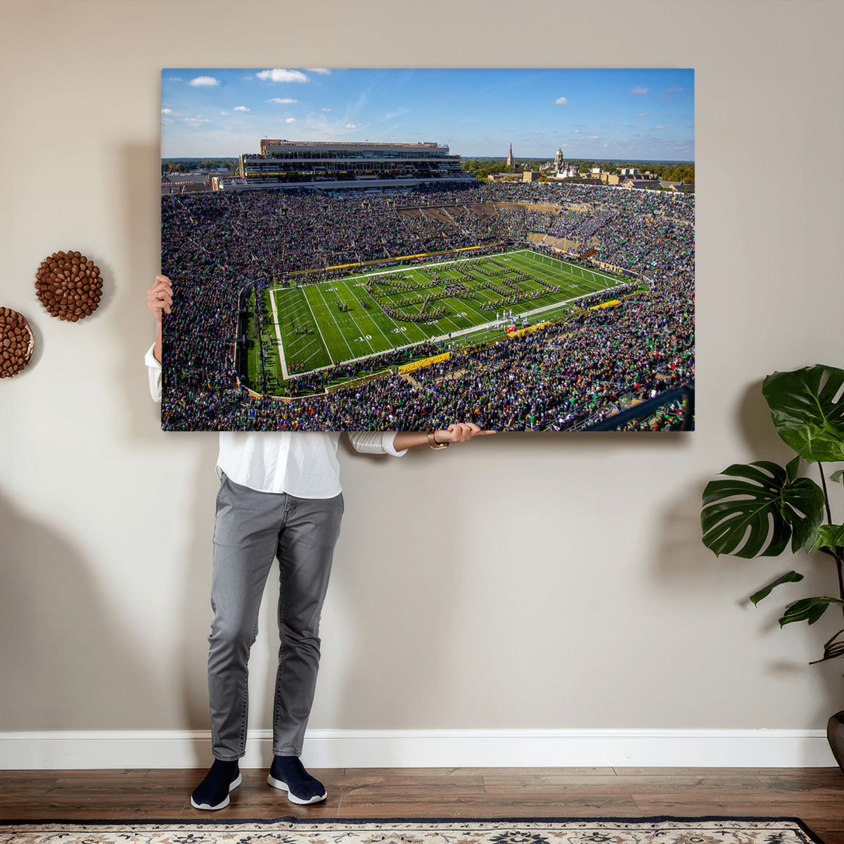 50114-MGV-CV-36X24 - Notre Dame Fighting Irish Football Team Print, Notre Dame Stadium Wall Art