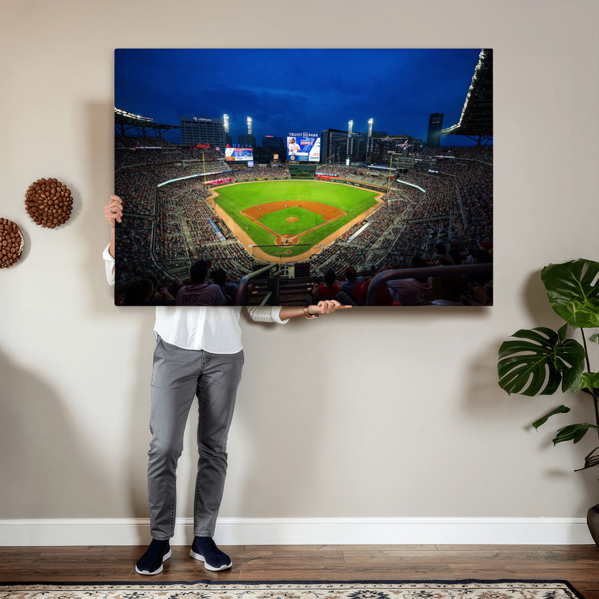 88590-MGV-CV-36X24 - Truist Park Night Game Canvas Art, Atlanta Braves Stadium