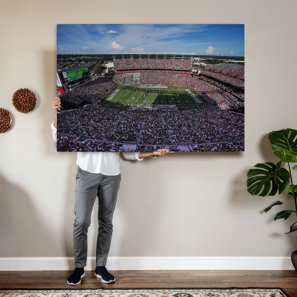 83382-MGV-CV-36X24 - South Carolina Gamecocks Football Team Print, Columbia Williams-Brice Stadium Wall Art