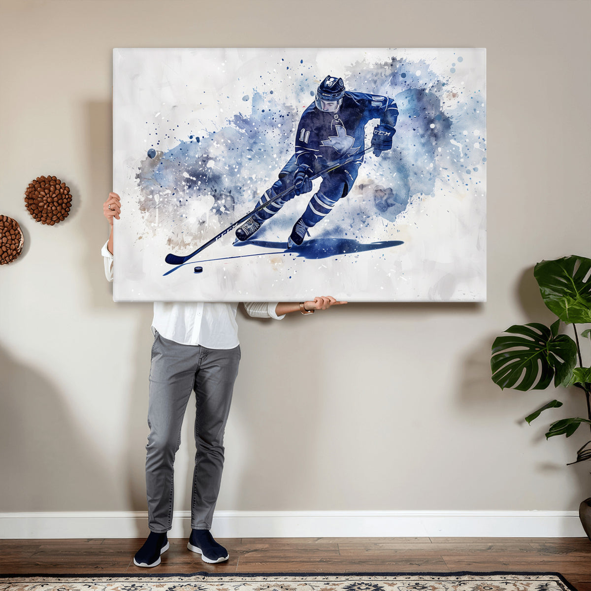 39795-MGV-CV-36X24 - Hockey Player Wall Art Canvas Print