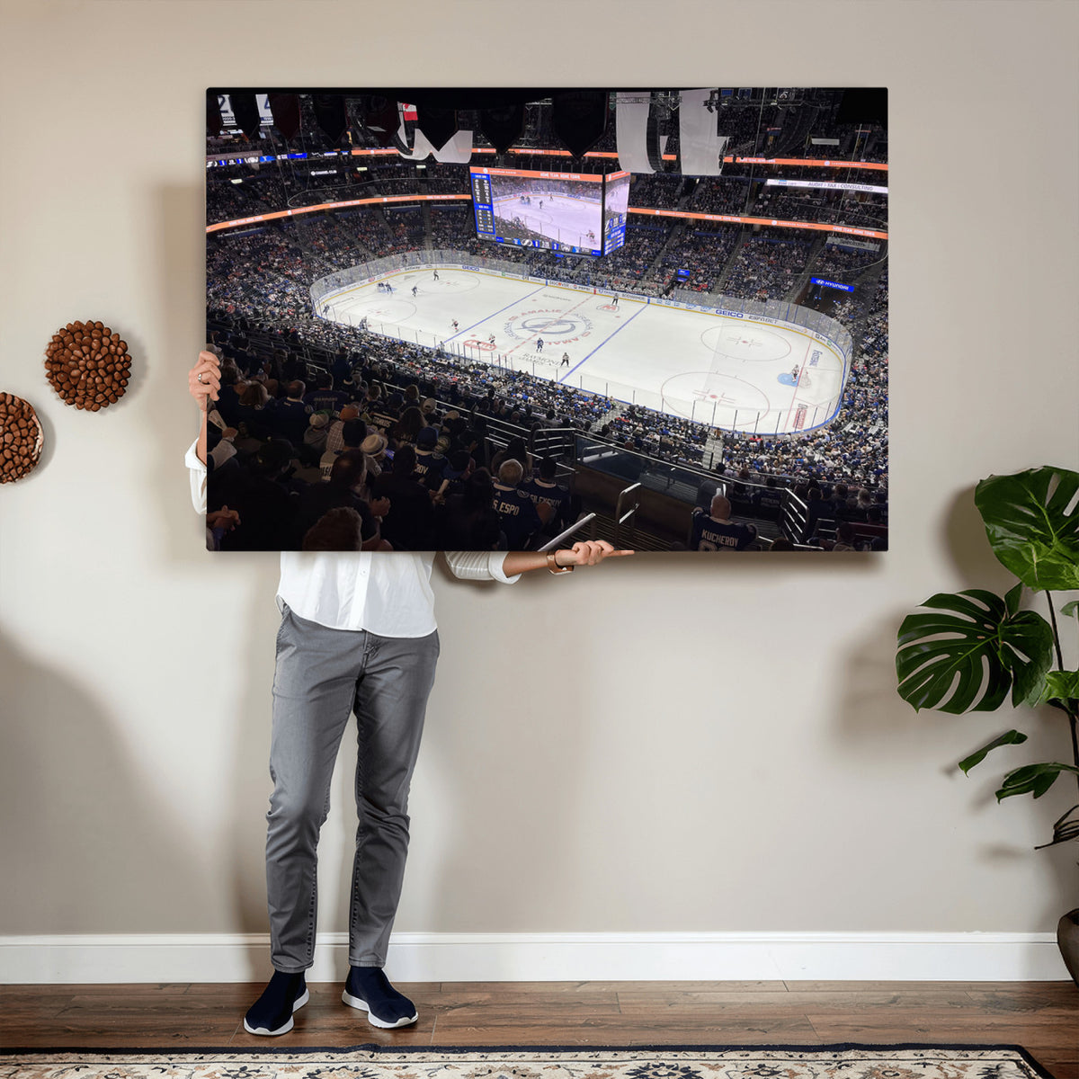 51641-MGV-CV-36X24 - Amalie Arena Florida Wall Art Canvas Print, NHL Hockey, Framed and Ready to Hang