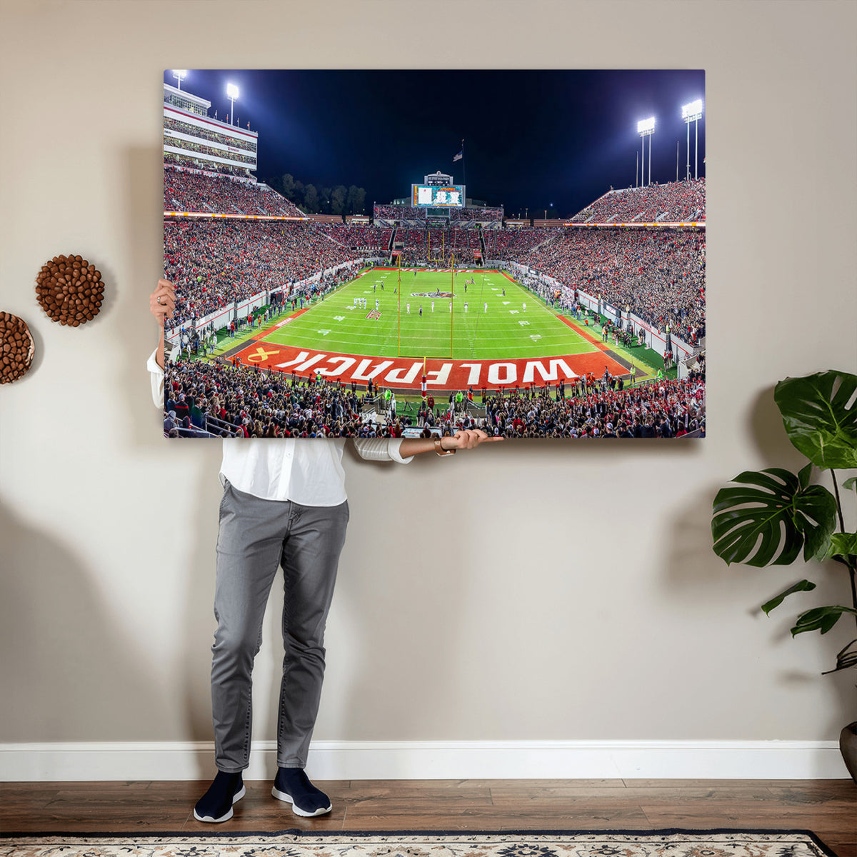 23086-MGV-CV-36X24 - NC State Wolfpack Canvas Print - Raleigh Carter-Finley Stadium Wall Art, Football Team Canvas Print