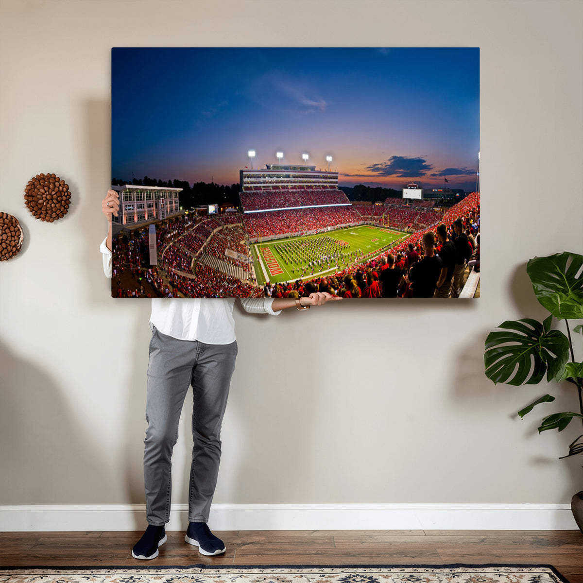 33313-MGV-CV-36X24 - NC State Wolfpack Football Team Print - Raleigh Carter-Finley Stadium Wall Art Canvas Print