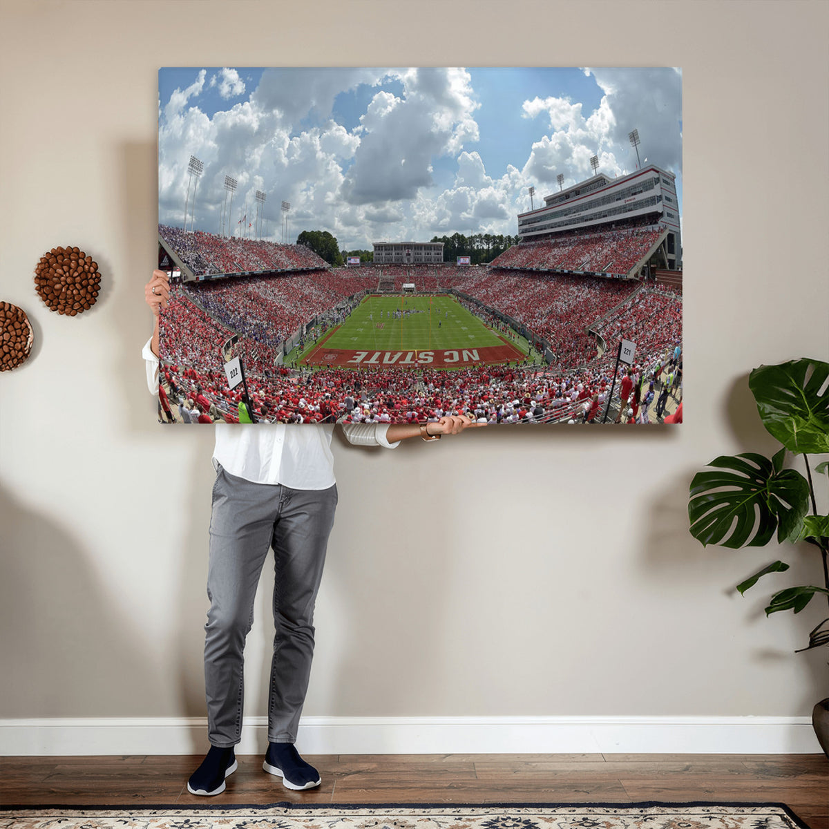 30640-MGV-CV-36X24 - NC State Wolfpack Football Team Print Canvas- Raleigh Carter-Finley Stadium Wall Art Canvas Print