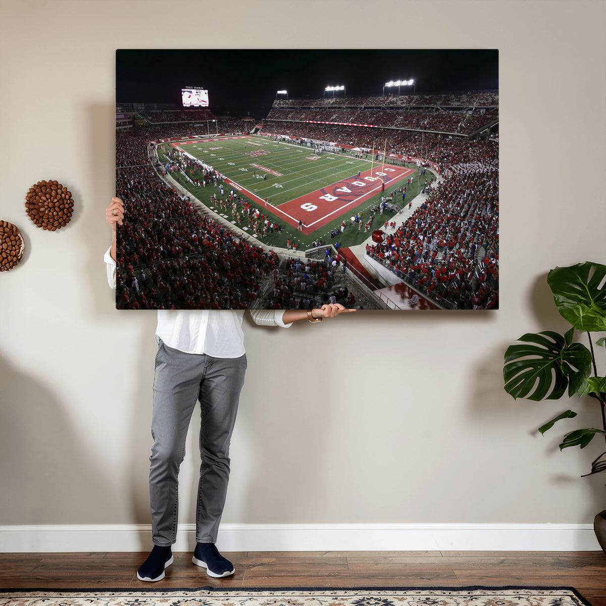 94207-MGV-CV-36X24 - Houston Cougars Football Team Print - Houston TDECU Stadium Wall Art Canvas Print