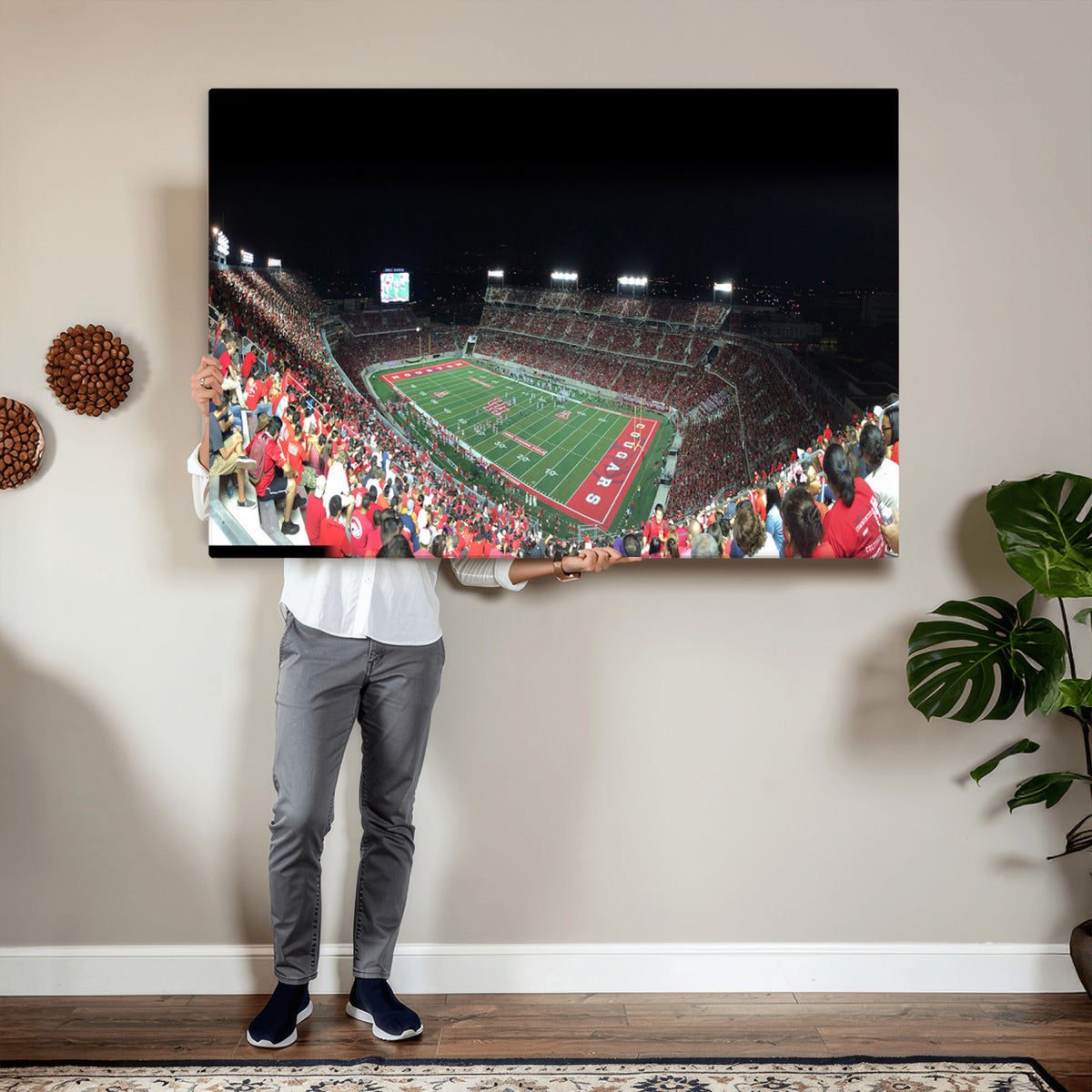 67036-MGV-CV-36X24 - Houston Cougars Football Team Print - Houston TDECU Stadium Wall Art Canvas Print