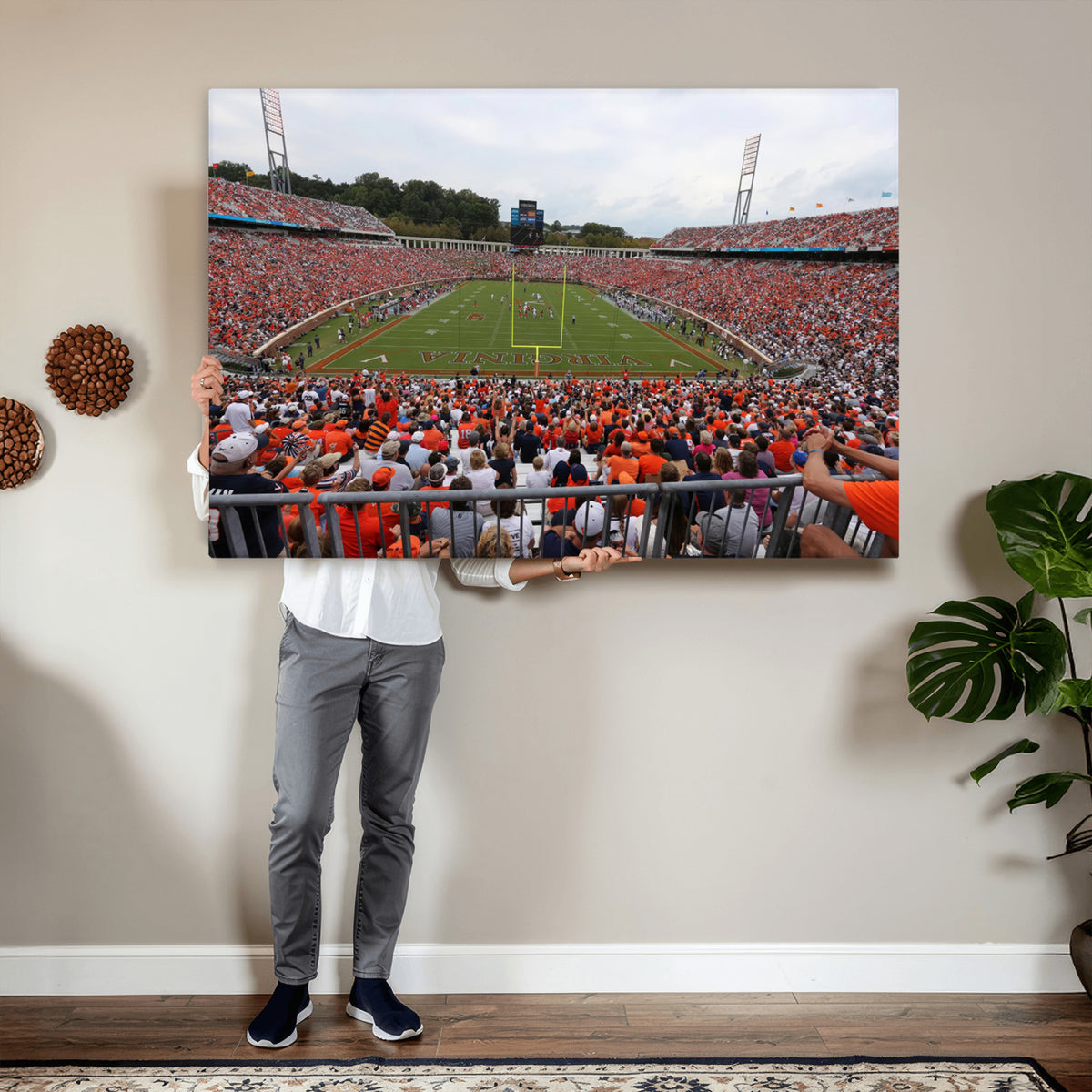 63606-MGV-CV-36X24 - Virginia Cavaliers Football Team Print, Charlottesville, Extra Large Game Room Wall Decor